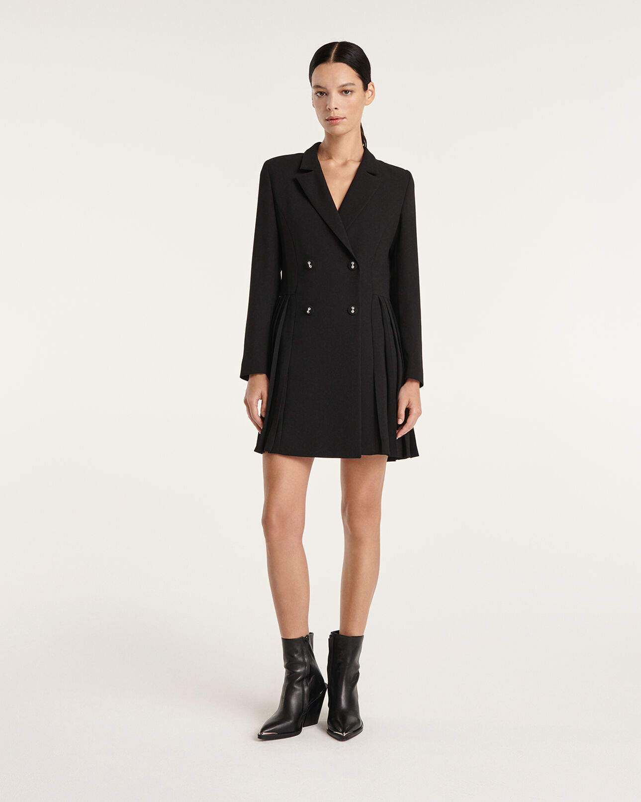 The Kooples FEMME BLACK robe façon veste plissée noire