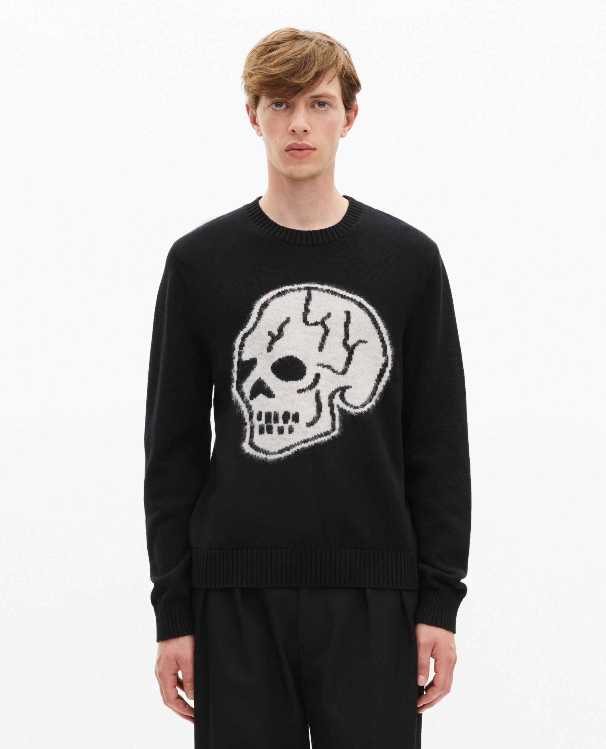 Schwarzer Totenkopfpullover, BLACK-ECRU, hi-res image number null