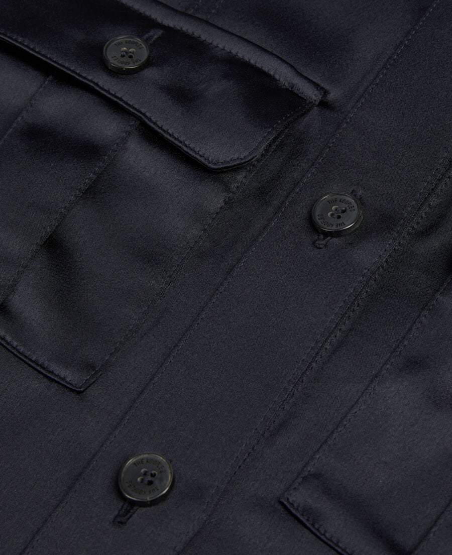 The Kooples FEMME NAVY robe saharienne courte bleu marine