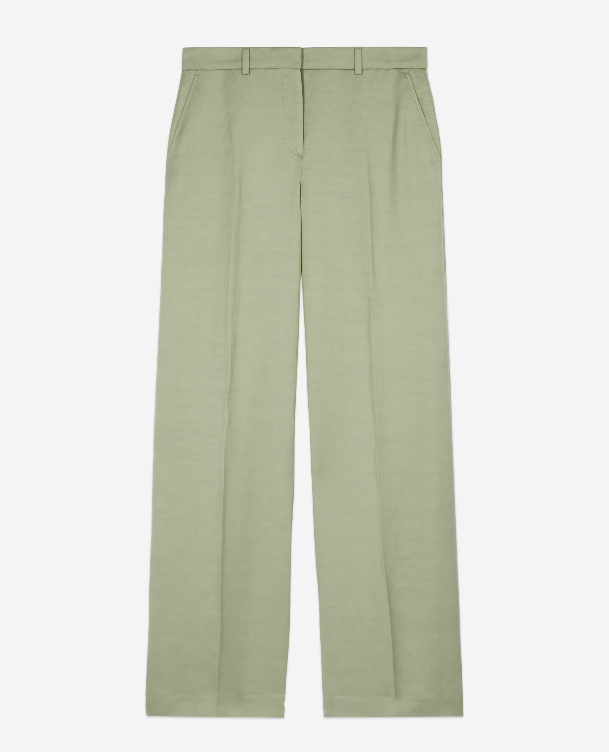 Pantalon tailleur vert clair en lin, KAKI GREY, hi-res image number null
