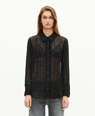 The Kooples WOMEN BLACK black silk ruffled shirt