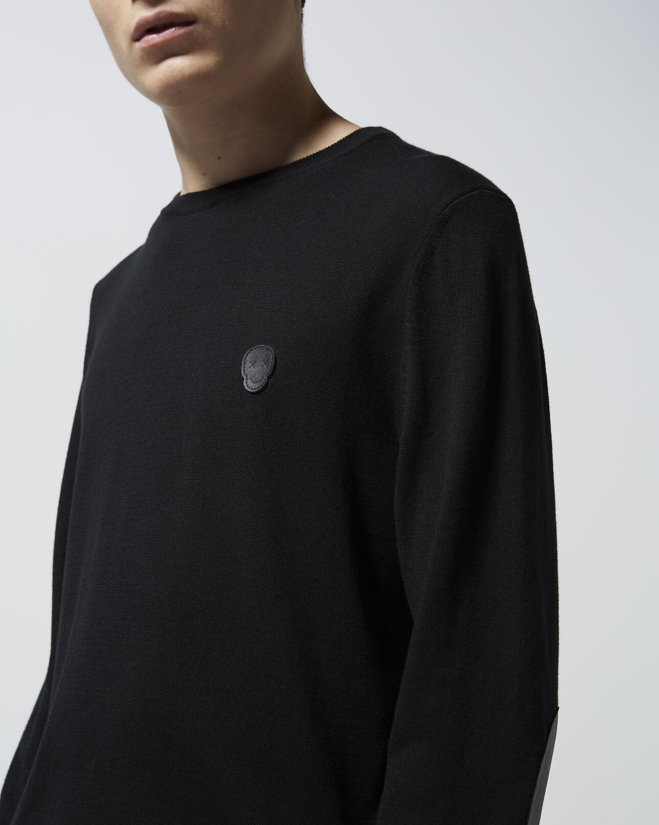 The Kooples HOMME BLACK pull avec details cuir