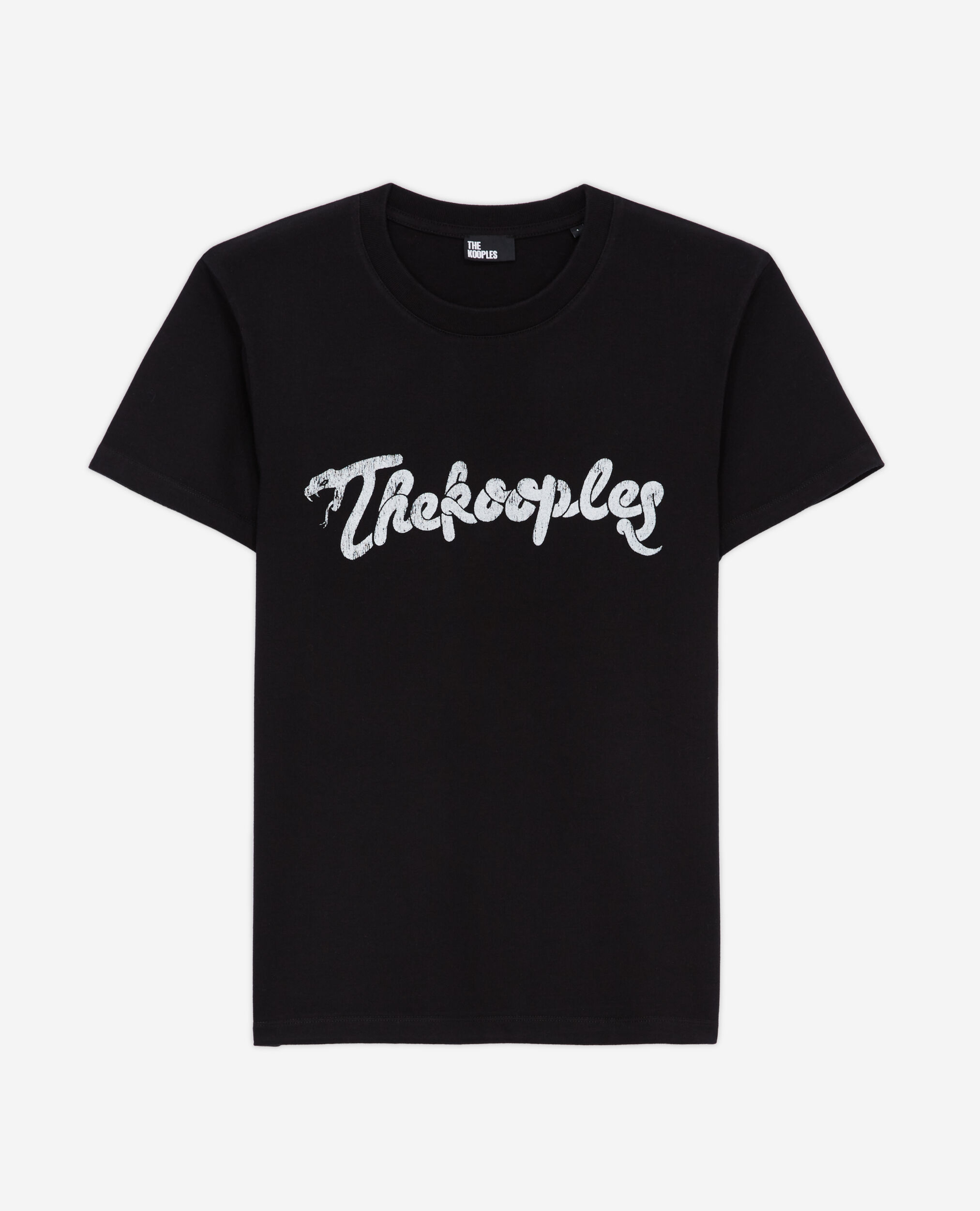 Women's black t-shirt with snake logo print, BLACK WASHED, hi-res image number null