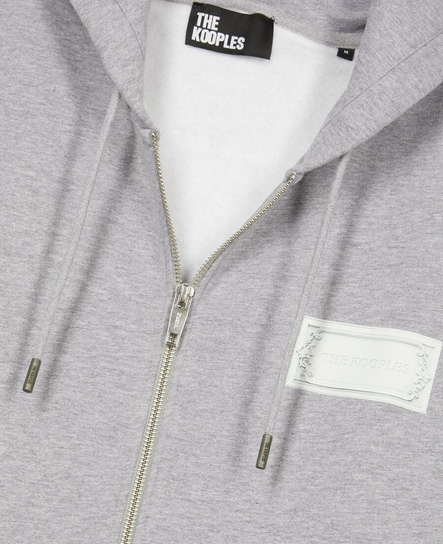 The Kooples HOMME GREY MELANGE sweatshirt zipp&eacute; avec s&eacute;rigraphie noir