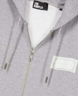 The Kooples HOMME GREY MELANGE sweatshirt zipp&eacute; avec s&eacute;rigraphie noir