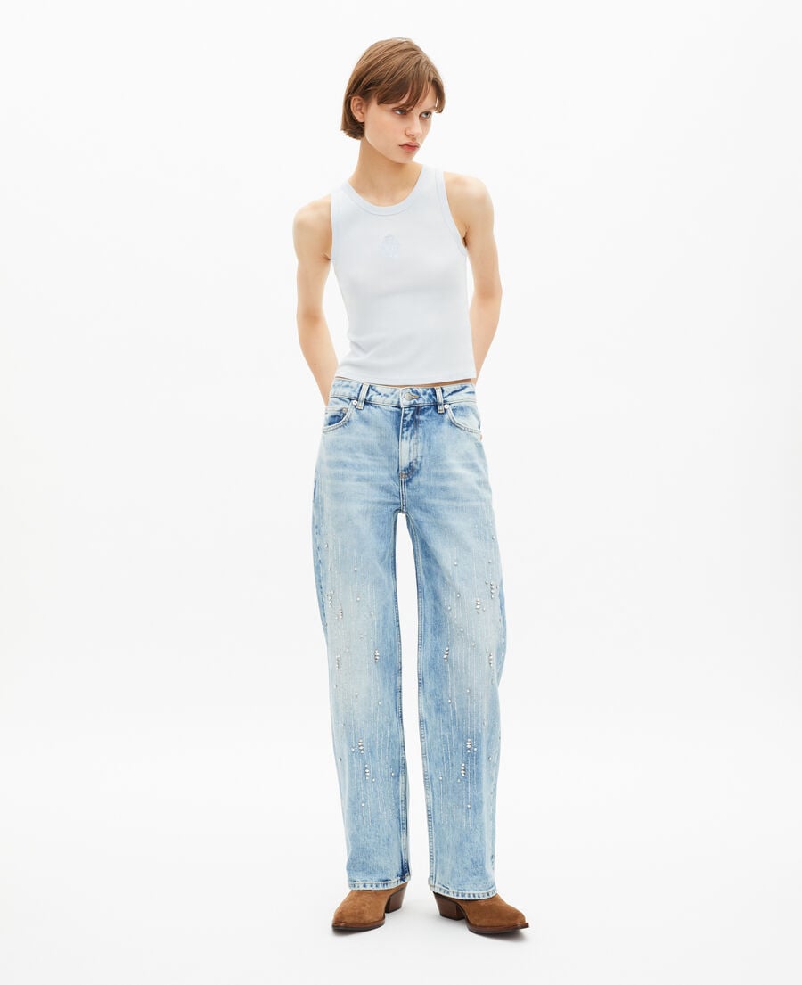 The Kooples WOMEN LIGHT BLUE tank top with light blue coat of arms