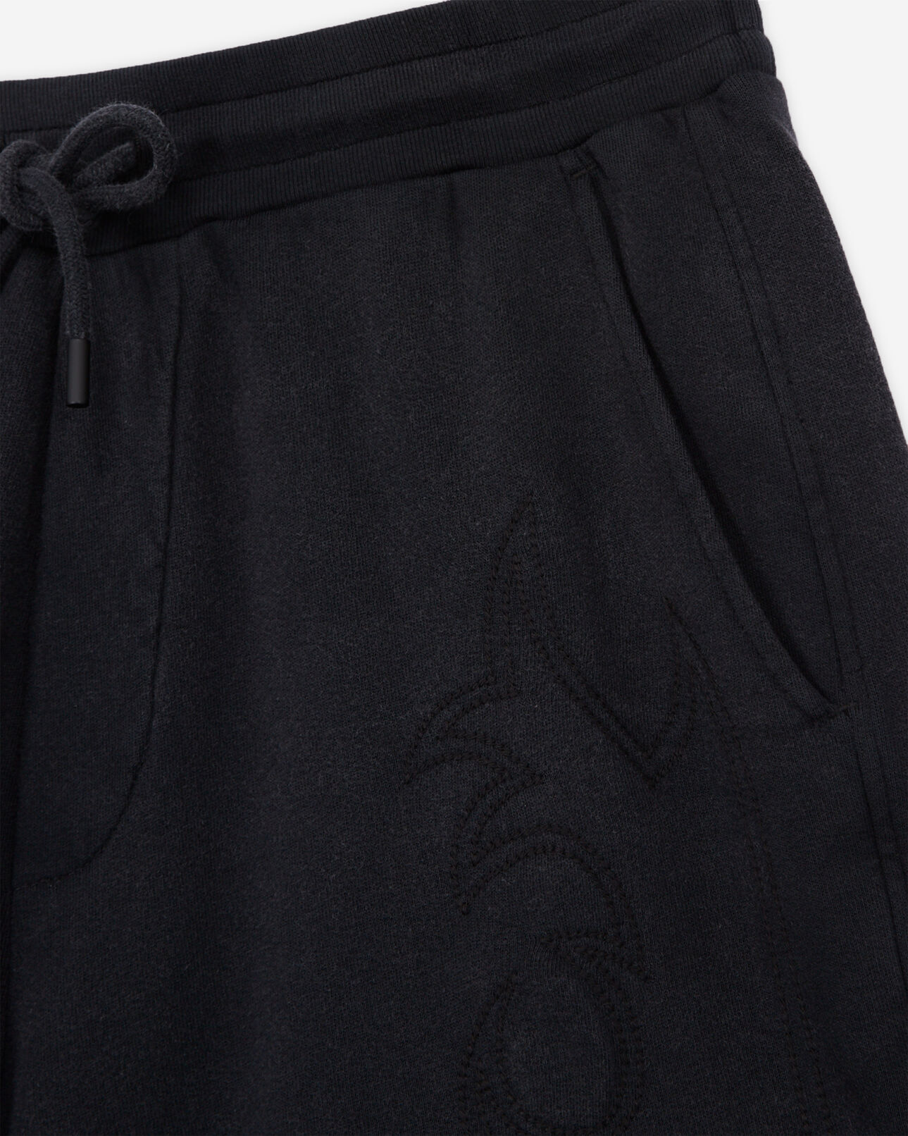 The Kooples HOMME BLACK WASHED short noir molletonné avec broderies western