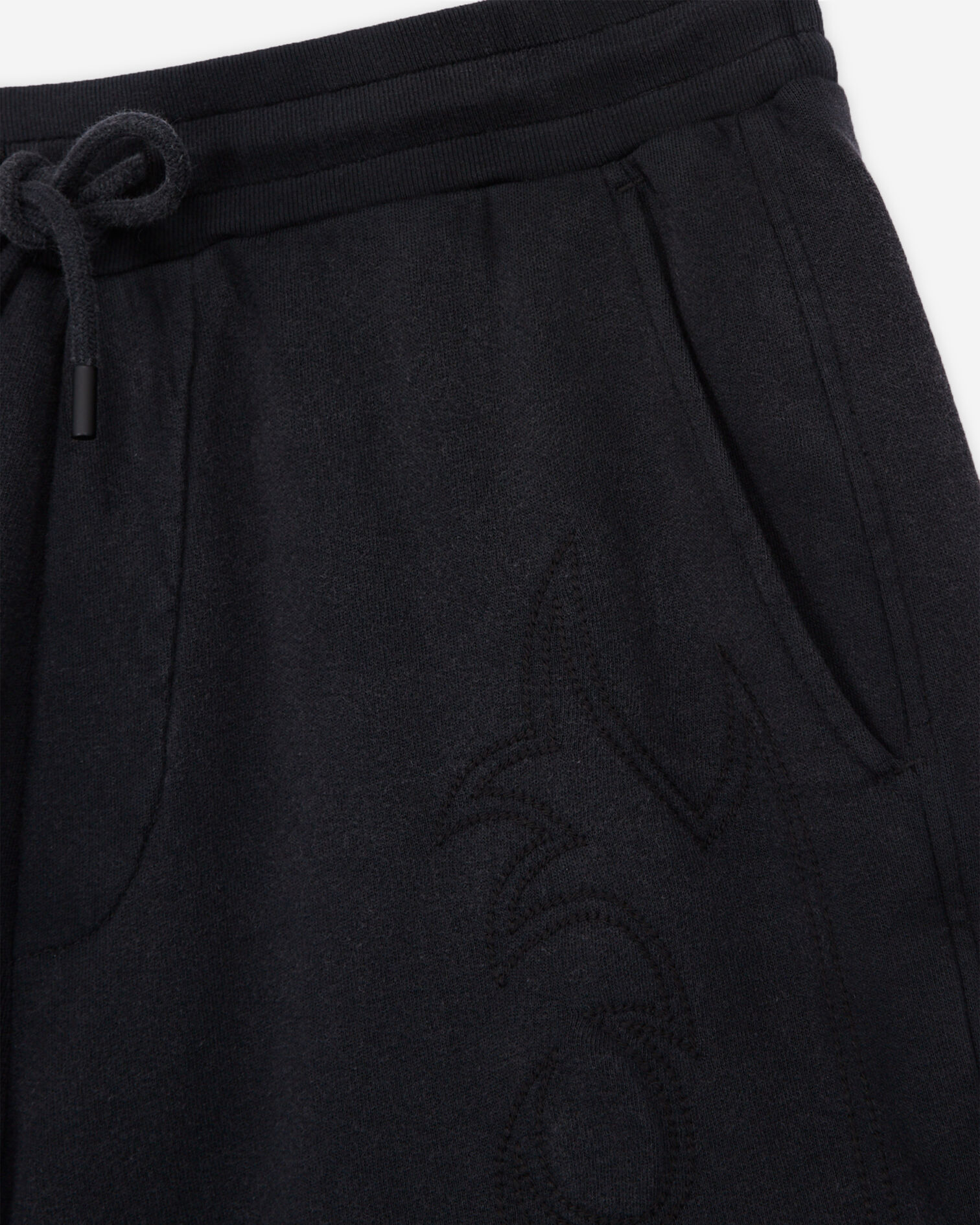 Short noir molletonné avec broderies Western, BLACK WASHED, hi-res image number null
