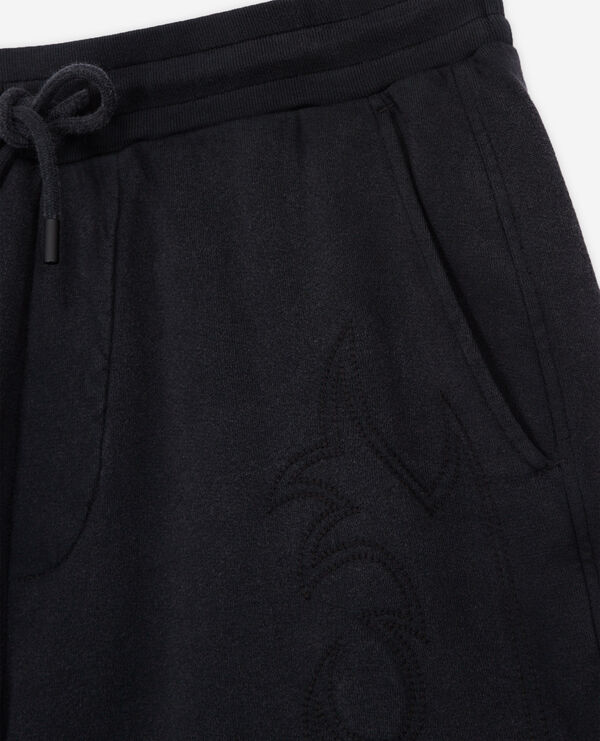 The Kooples HERREN BLACK WASHED schwarze shorts aus molton mit stickereien