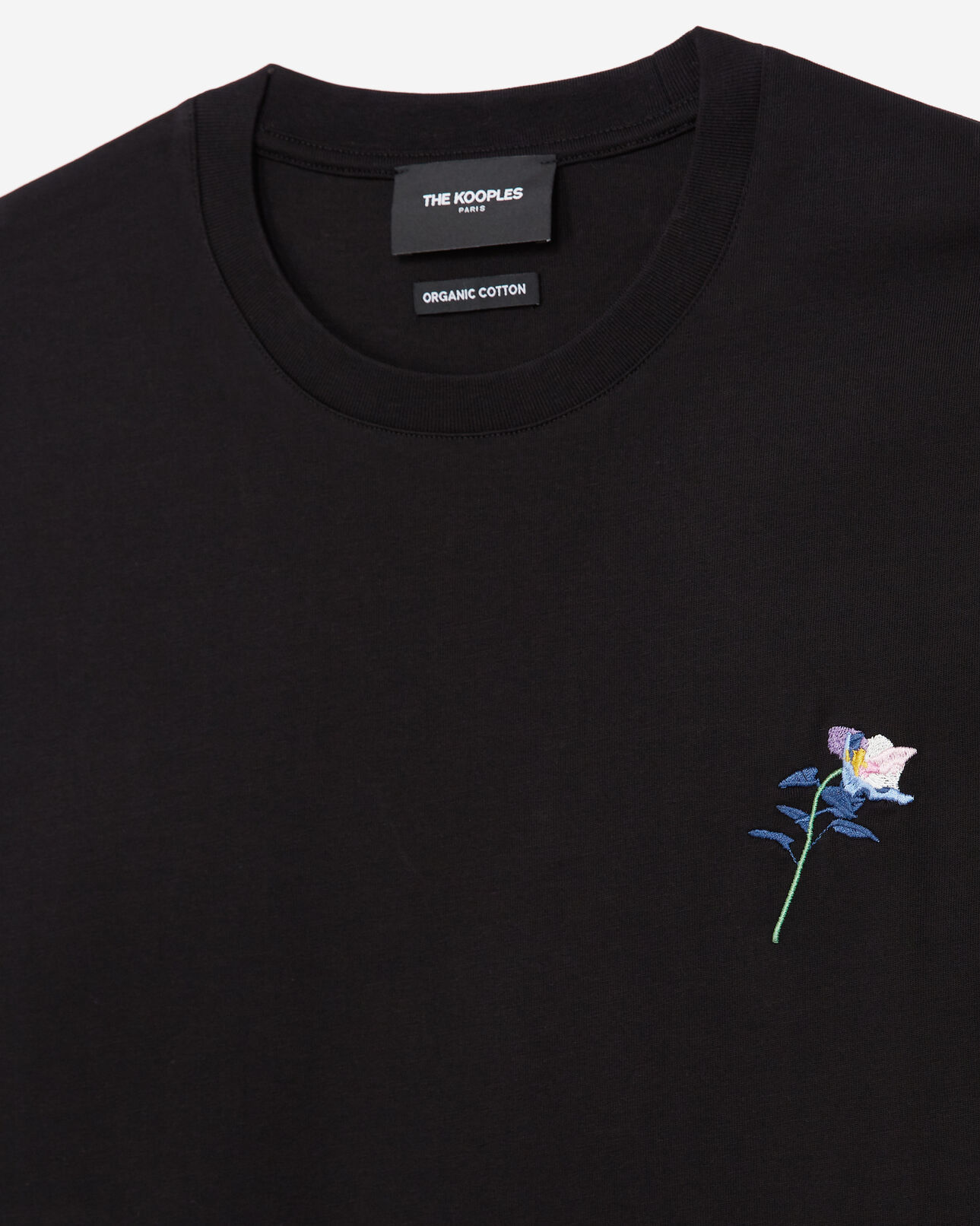 The Kooples MEN BLACK black cotton t-shirt with embroidered flowers