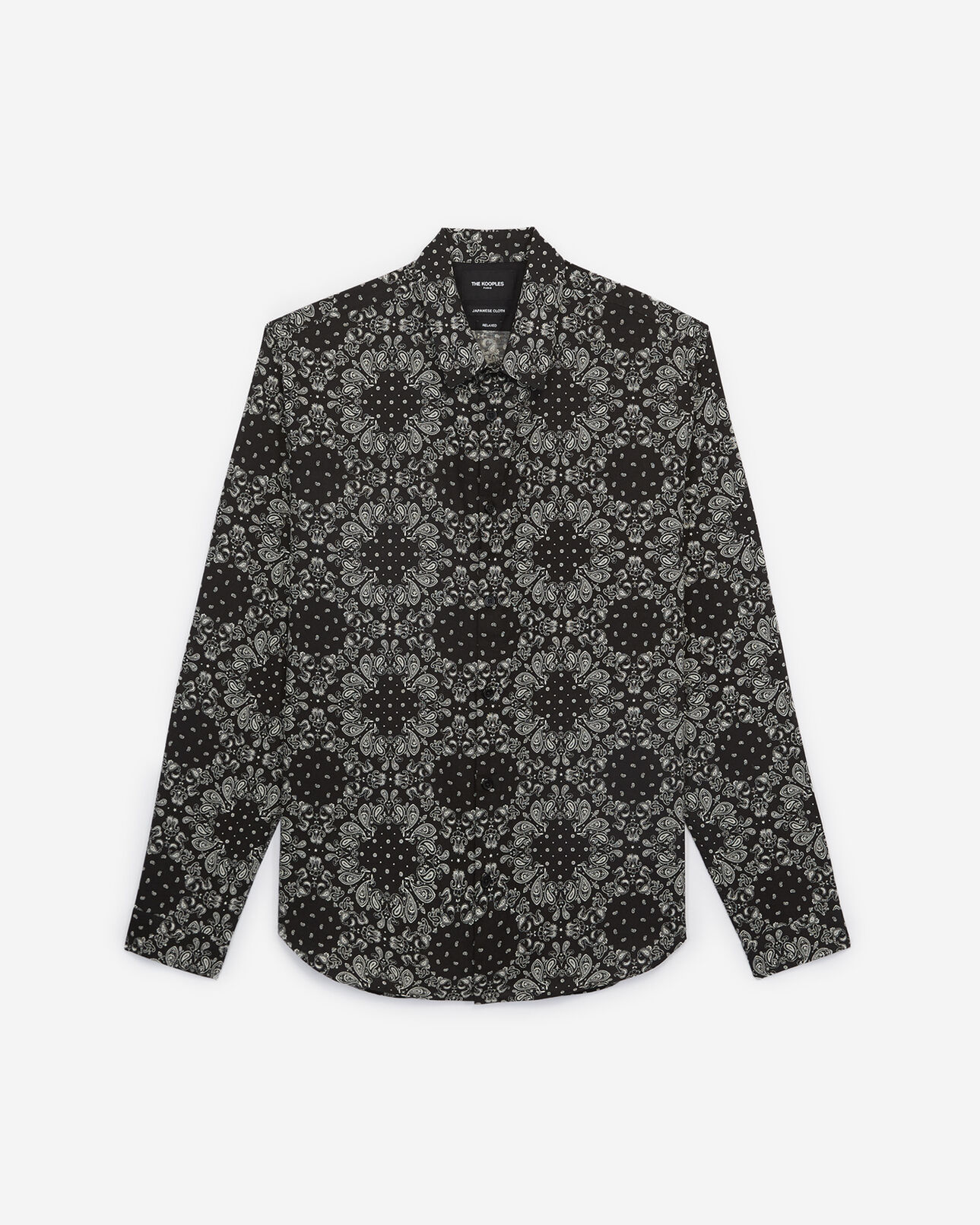 The Kooples HOMBRE BLACK WHITE camisa larga de algodón con estampado bandana