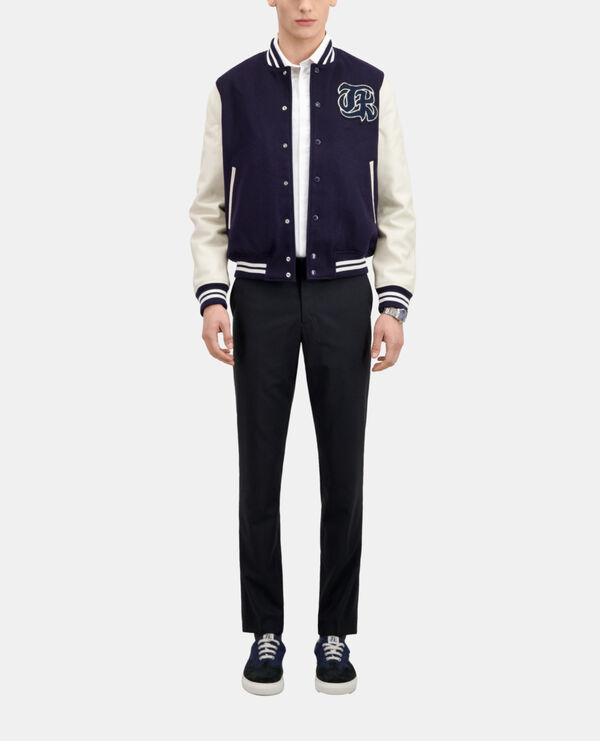 blouson teddy bleu marine avec patch