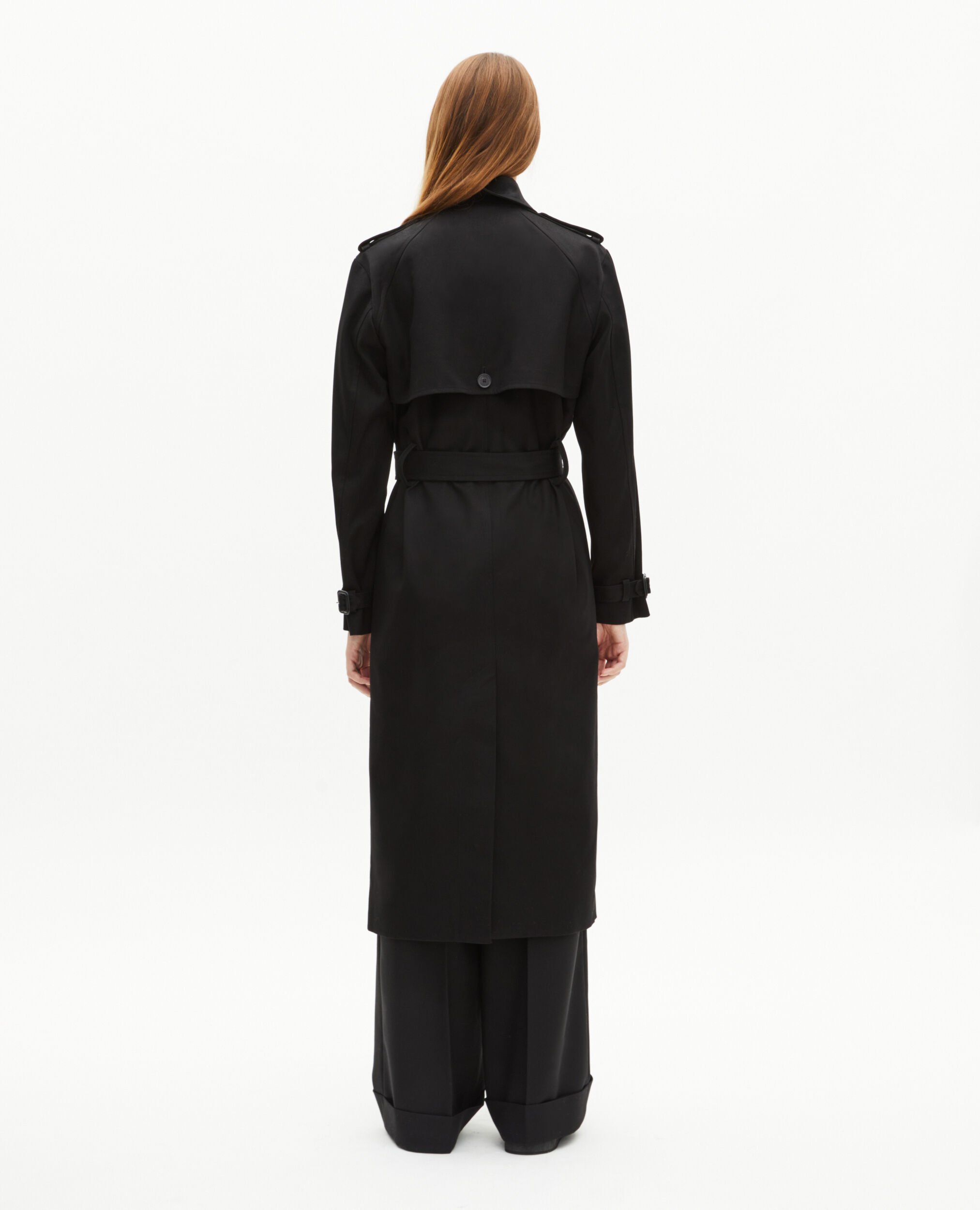 Black trench coat, BLACK, hi-res image number null