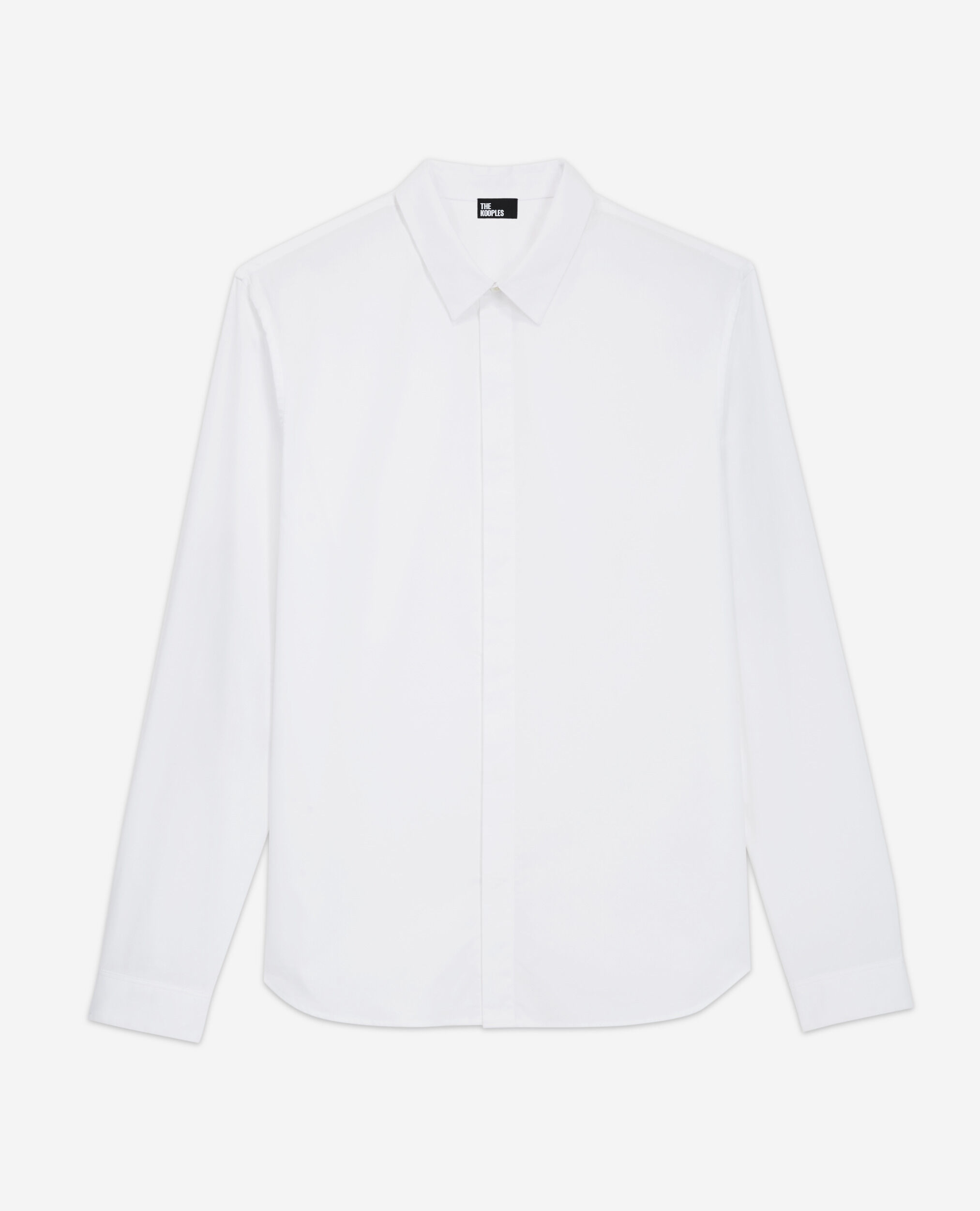 White cotton shirt with classic collar, WHITE, hi-res image number null
