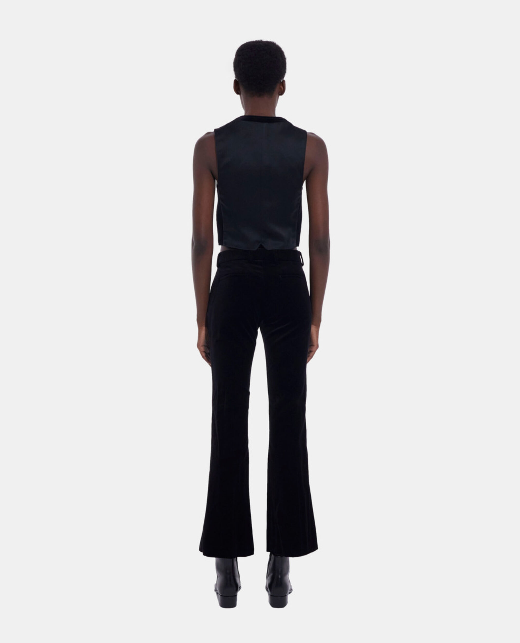 Schwarze ausgestellte Anzughose aus Velours |  The Kooples, BLACK, hi-res image number null