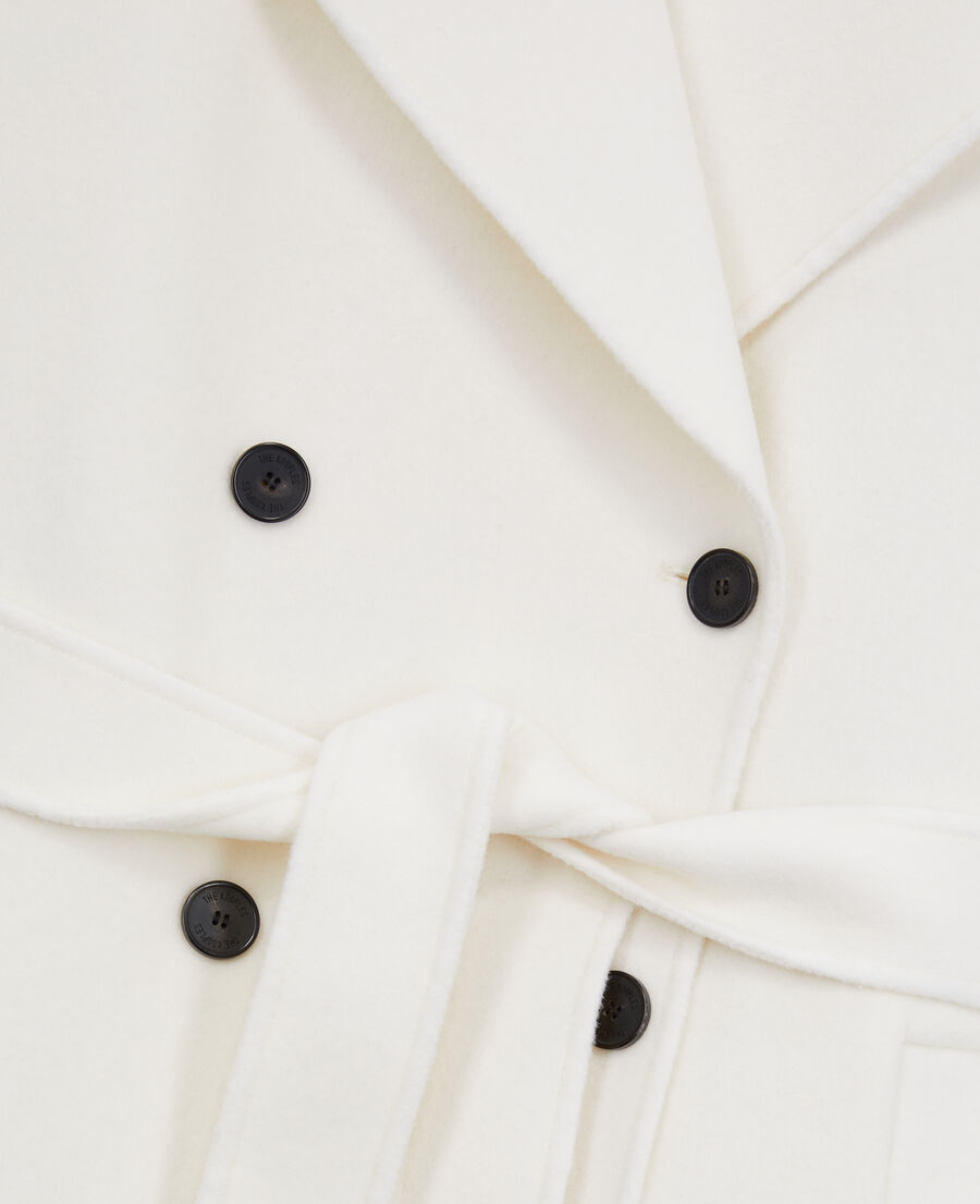 manteau long écru en mélange de laine