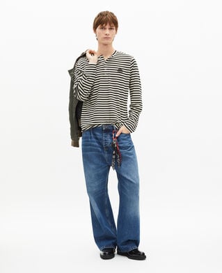 The Kooples HOMME LIGHT BEIGE t-shirt manches longues à rayures beige