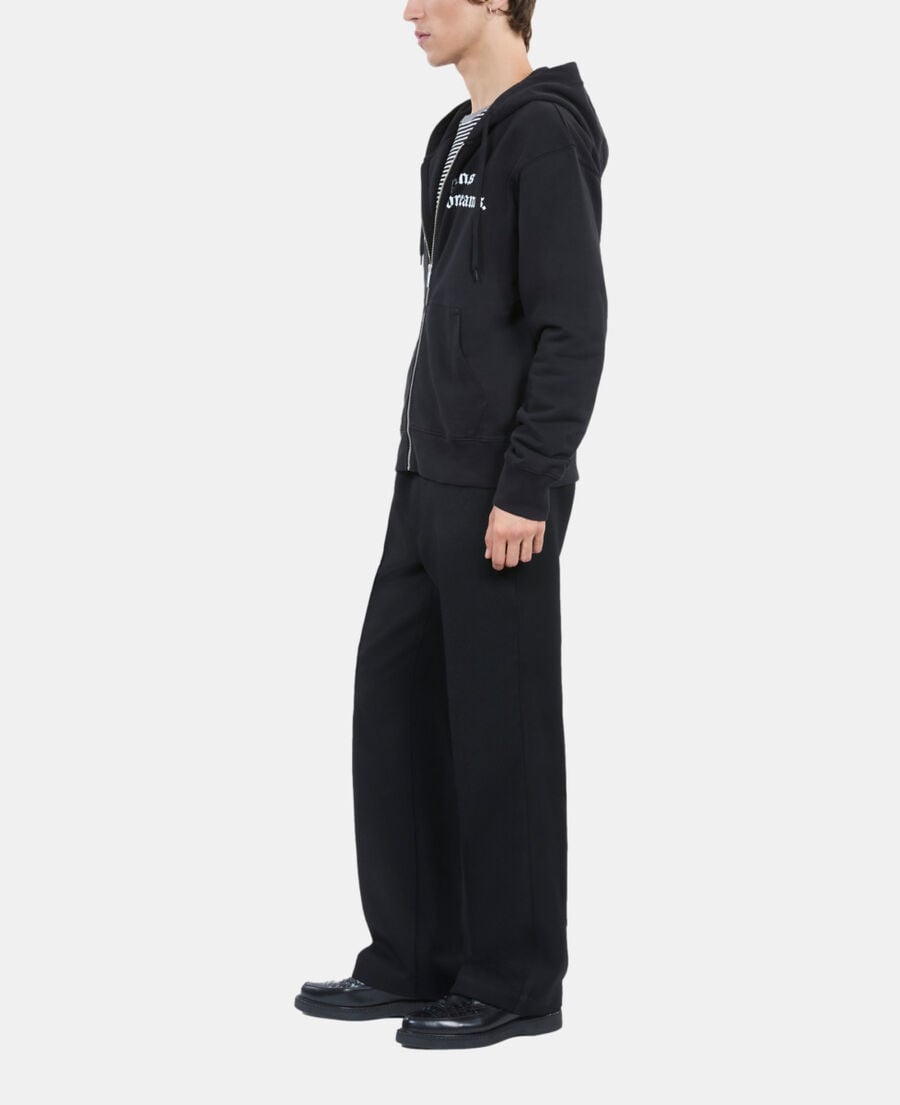 The Kooples H BLACK WASHED black hoodie with serigraphy