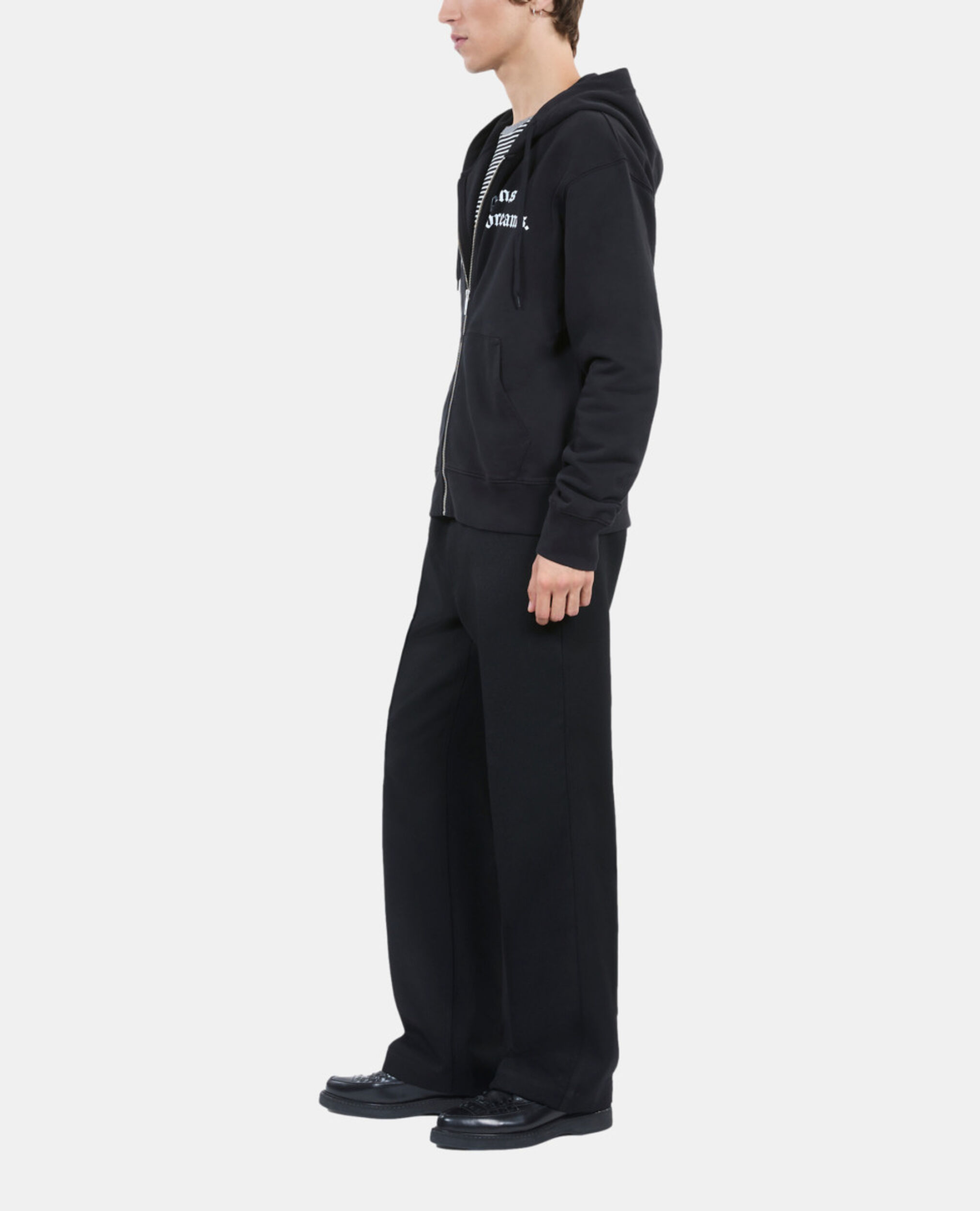 Black hoodie with serigraphy, BLACK WASHED, hi-res image number null
