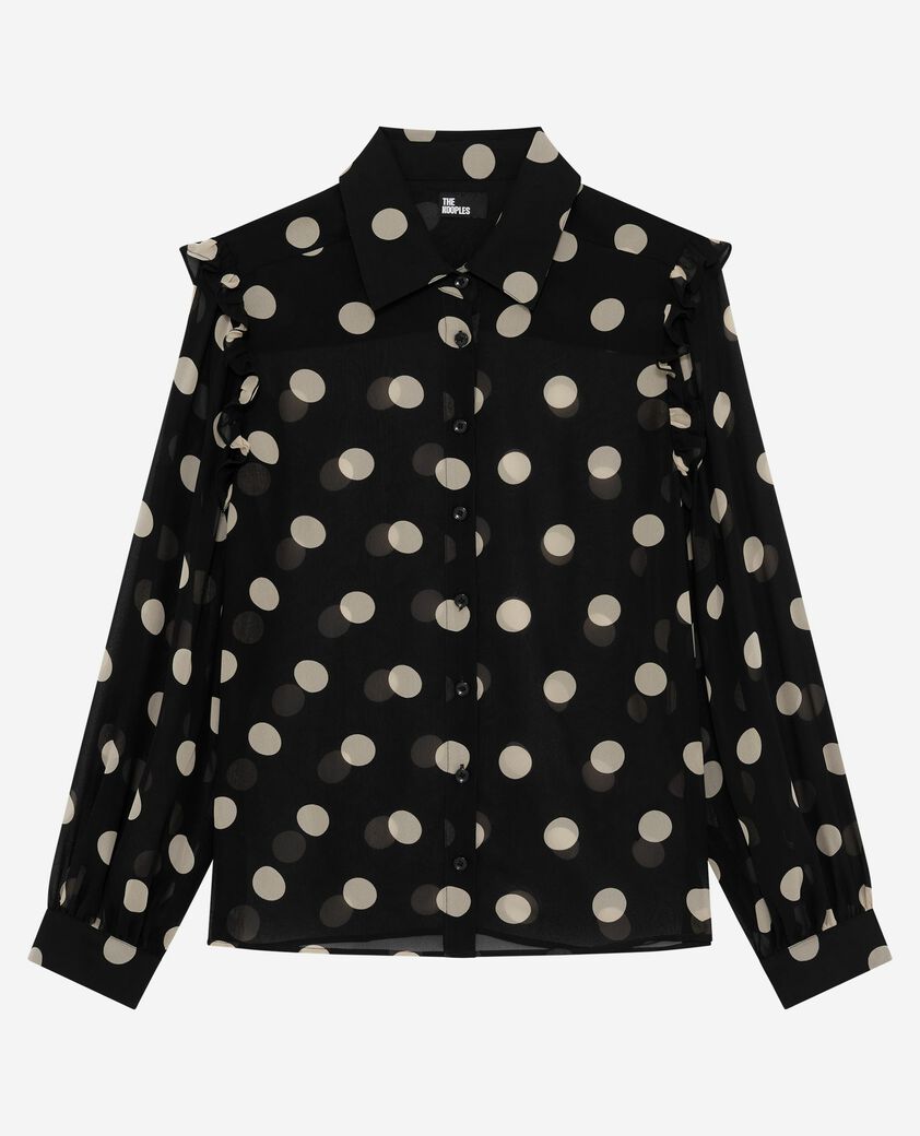 The Kooples WOMEN BLACK WHITE black polka-dot shirt