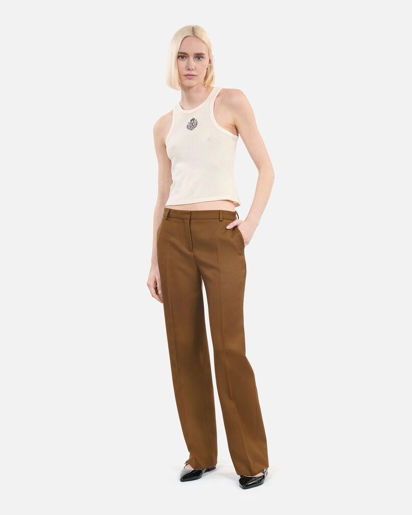 The Kooples WOMEN KAKI loose-fitting brown suit trousers 