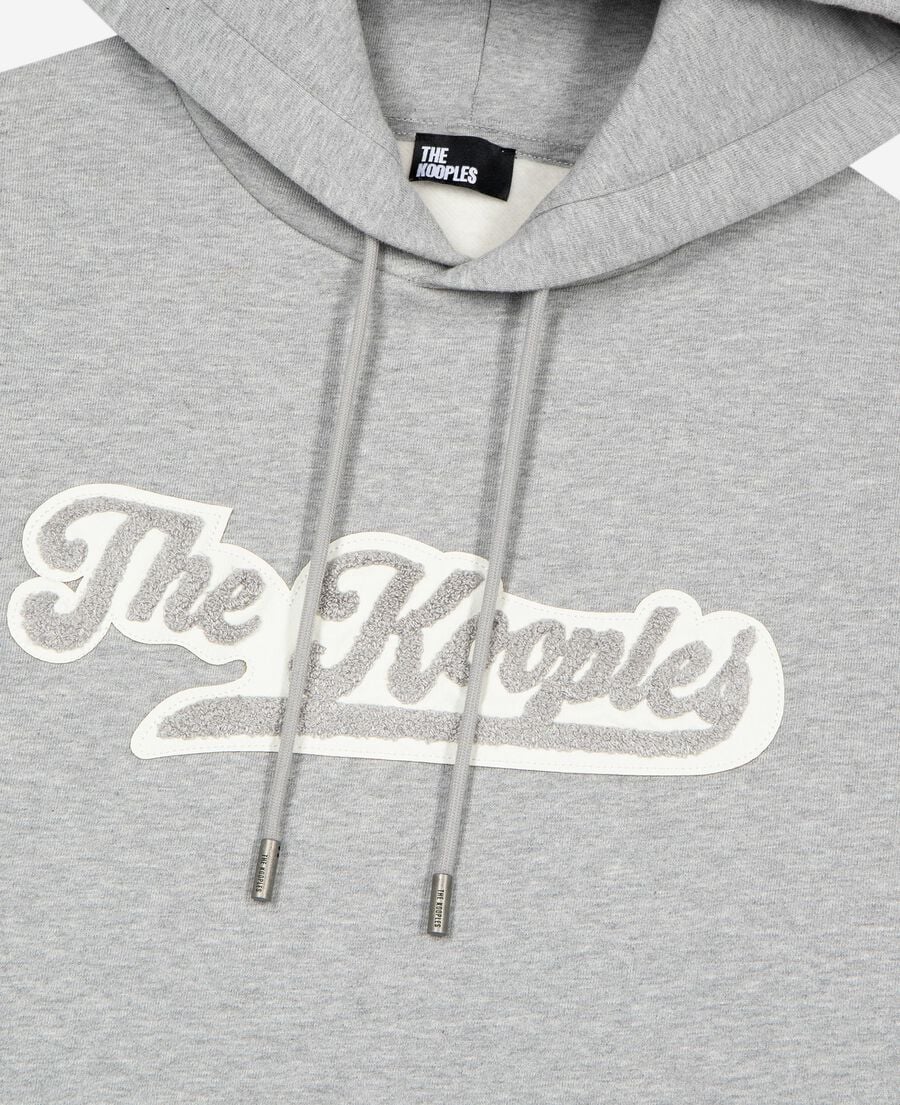 The Kooples H GREY MELANGE hooded sweatshirt with grey patch