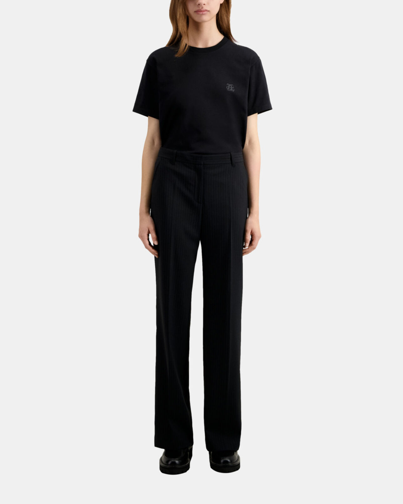 The Kooples DAMEN BLACK WHITE schwarze anzughose aus gestreifter wolle