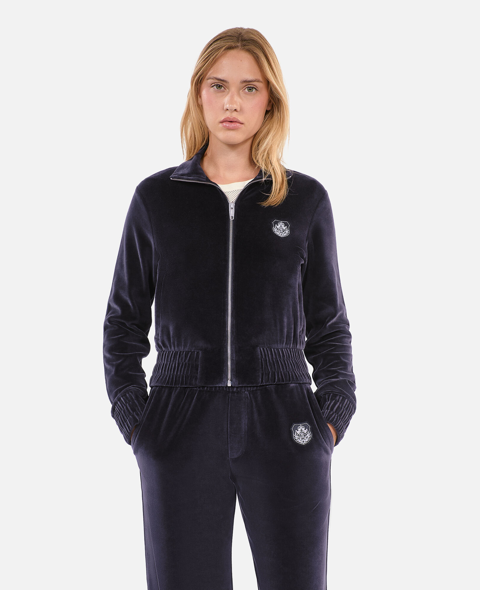 The Kooples FEMME BLACK sweatshirt logo en velours noir