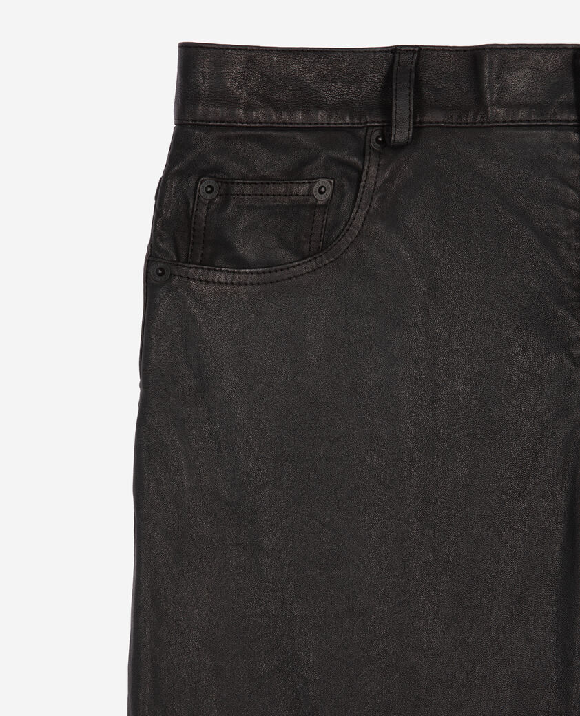 The Kooples HOMME BLACK pantalon slim en cuir noir