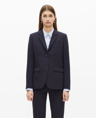 The Kooples FEMME DARK NAVY veste tailleur en crêpe coupe structurée bleu marine 