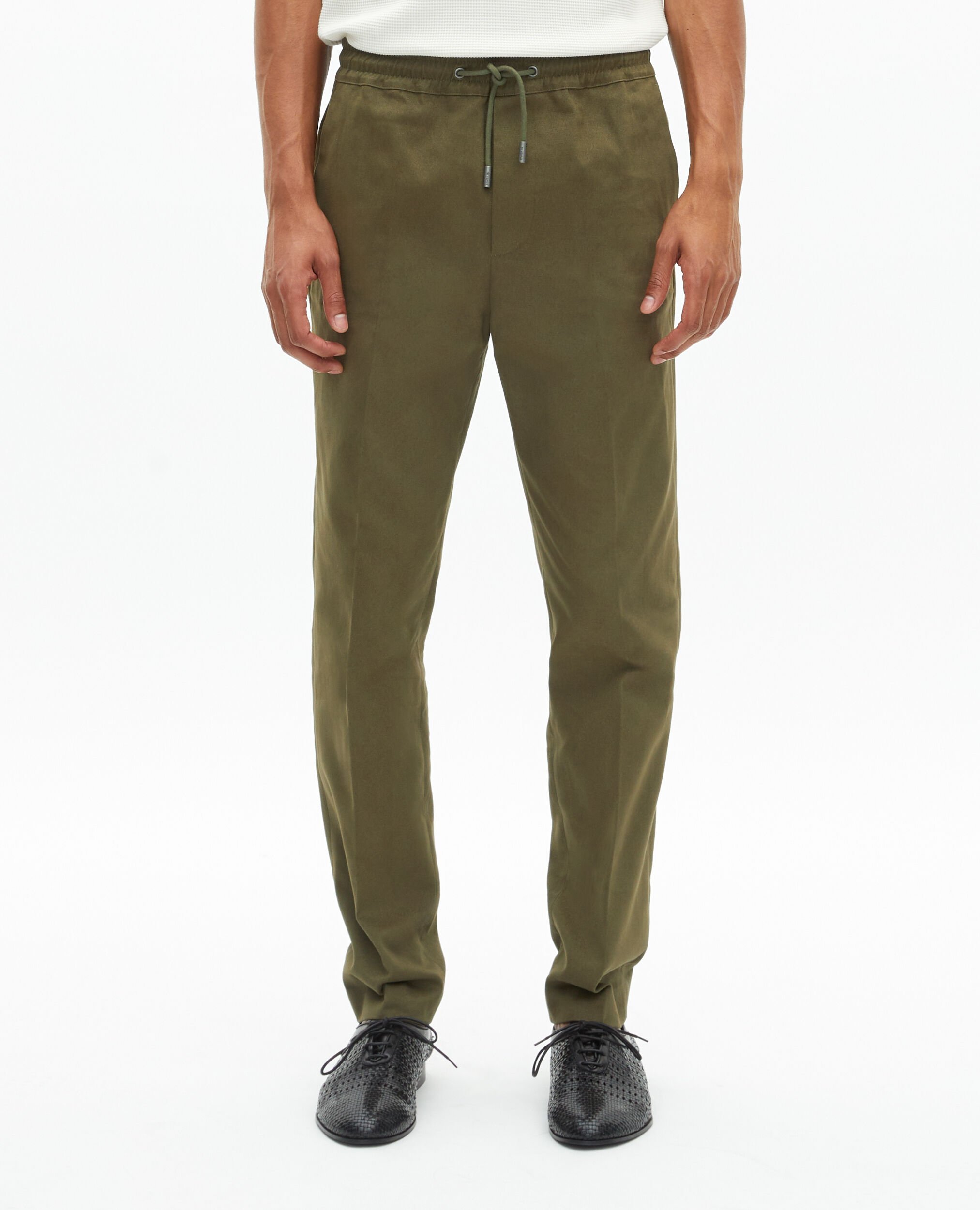 Straight khaki cotton pants, KAKI, hi-res image number null
