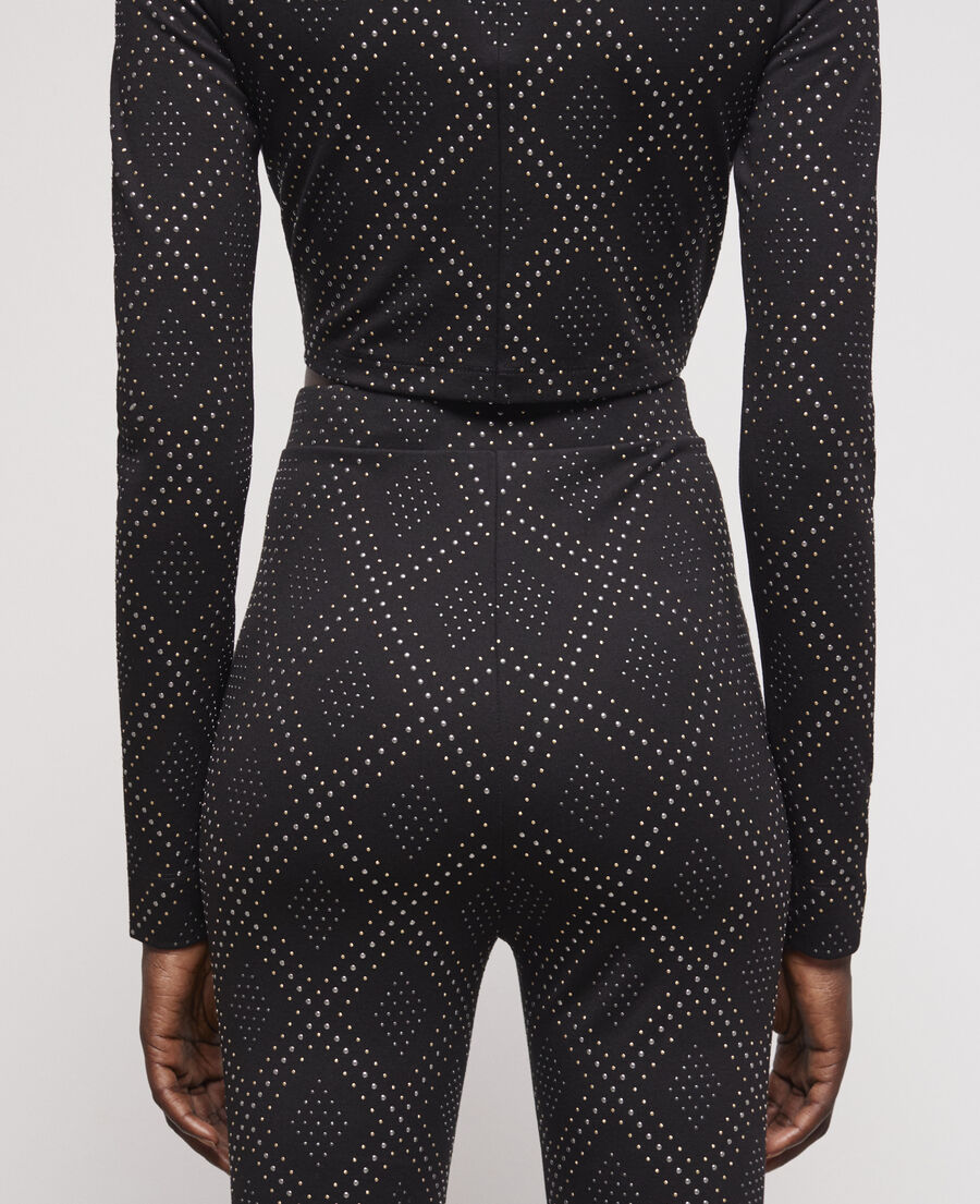 black pants with rhinestones