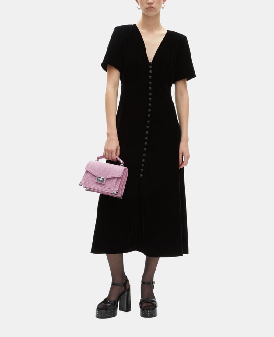 The Kooples MUJER BLACK vestido largo terciopelo negro