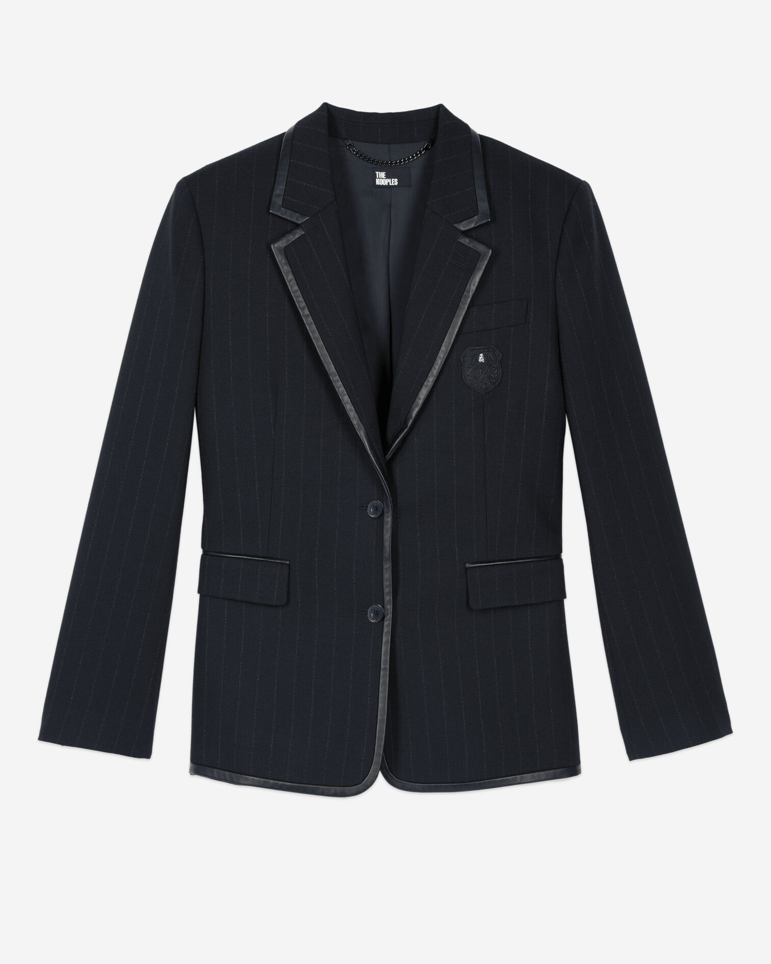 Veste à rayures tennis en laine mélangée noire, BLACK, hi-res image number null