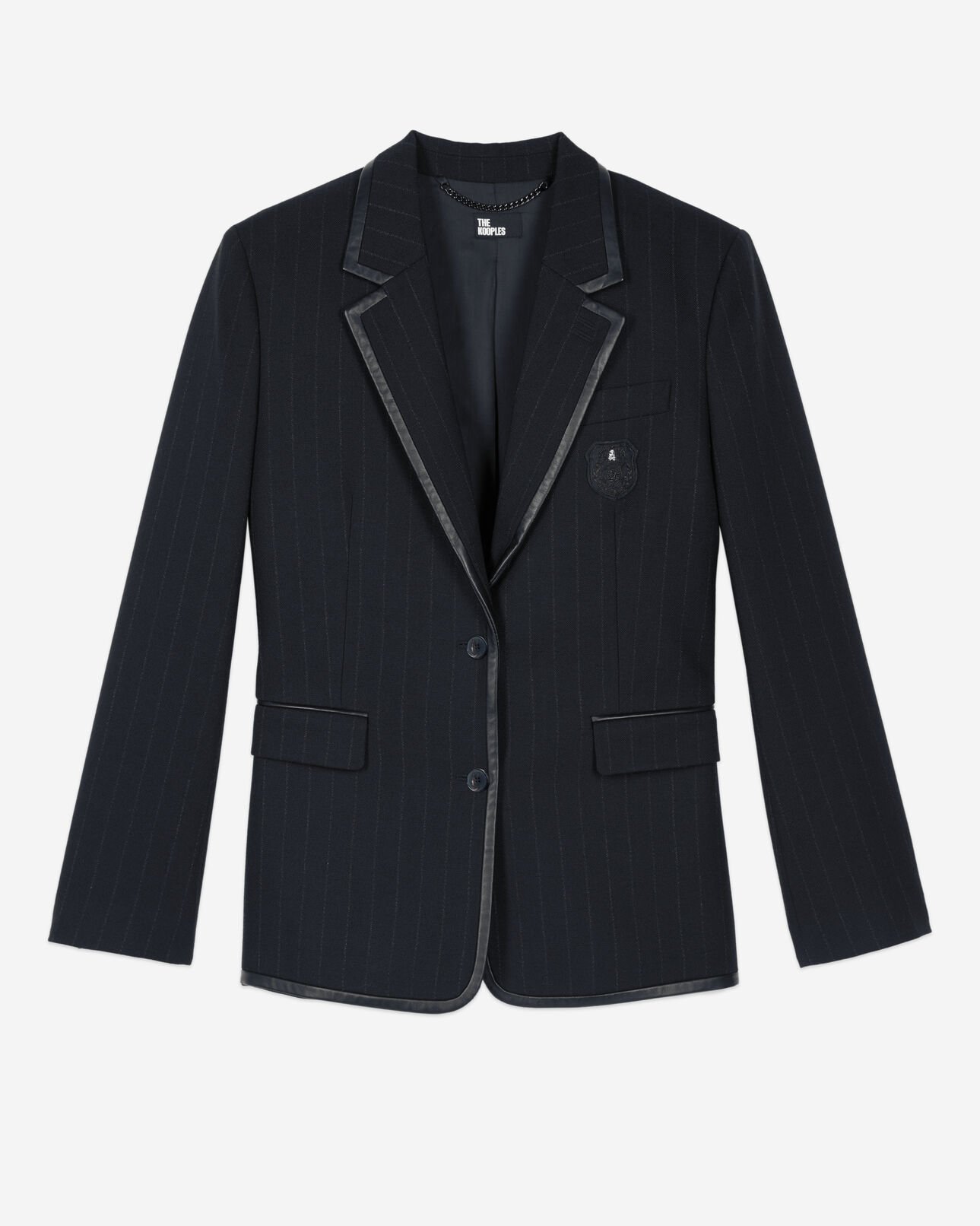 The Kooples DAMEN BLACK schwarze jacke mit tennisstreifen aus wolle