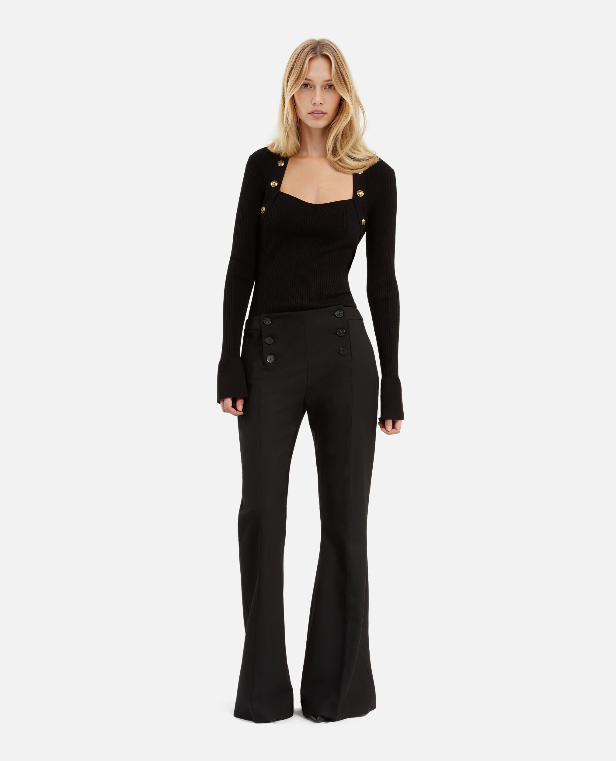 Ausgestellte, schwarze Hose, BLACK, hi-res image number null