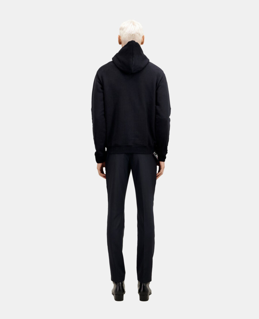 sudadera capucha negra flocado para hombre
