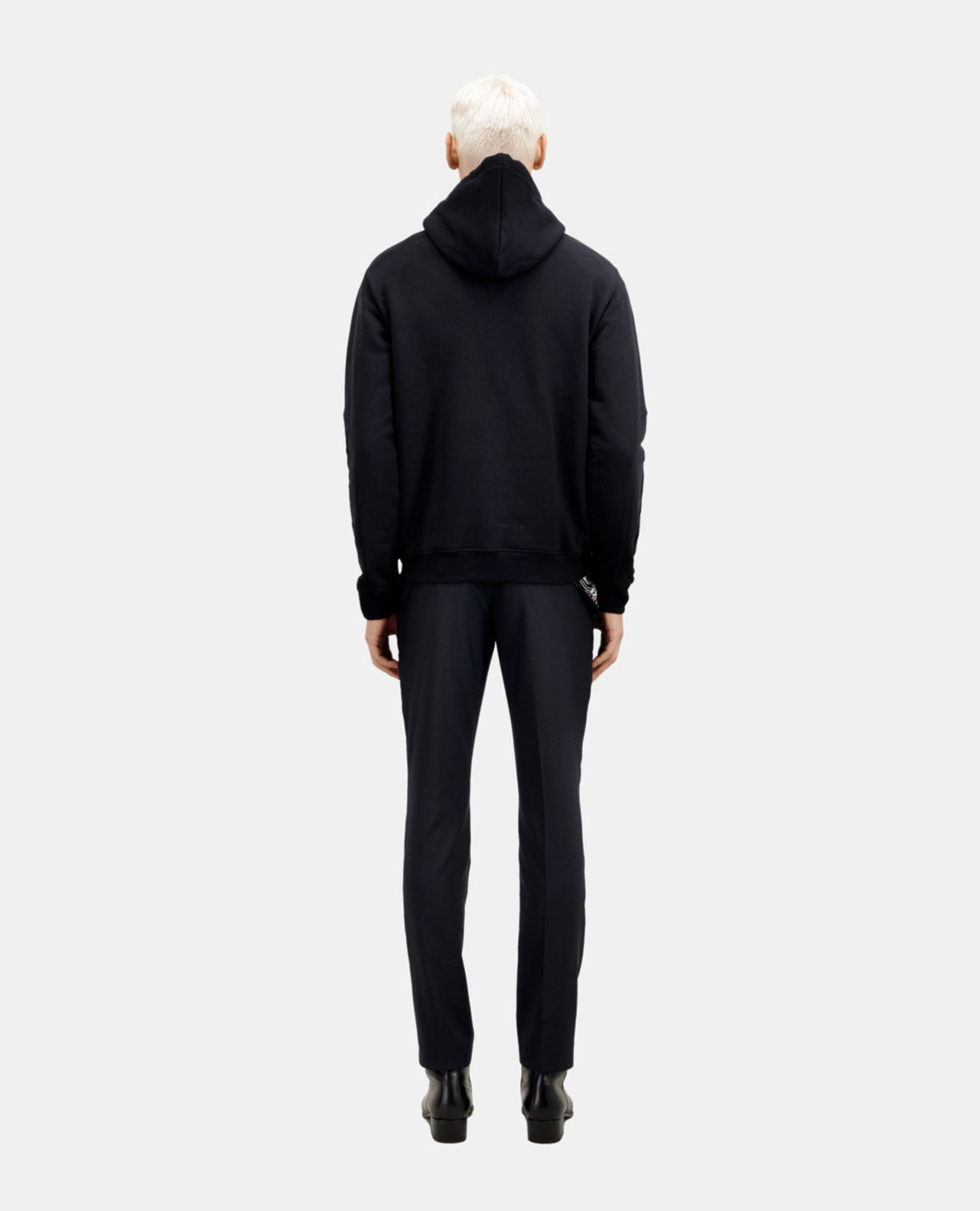 Sudadera capucha negra flocado para hombre, BLACK, hi-res image number null