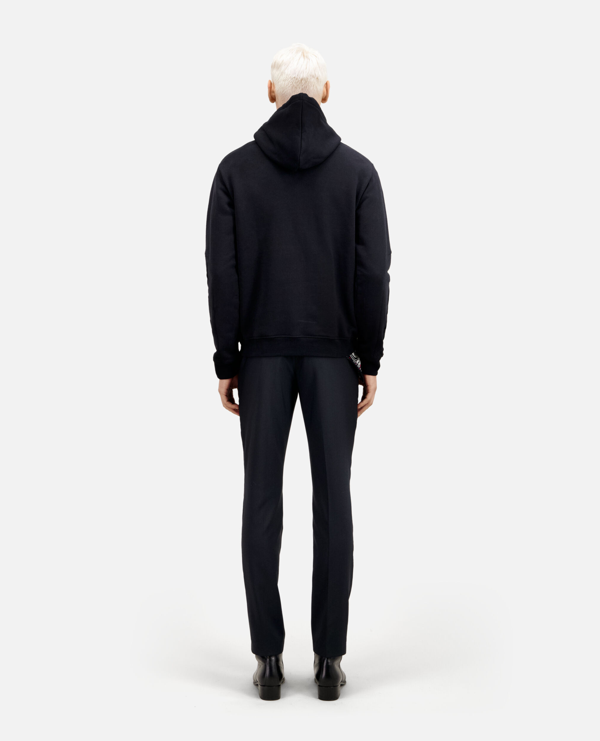 Sweatshirt Homme à capuche noir avec flocage, BLACK, hi-res image number null