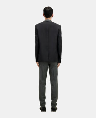 The Kooples HERREN BLACK schwarzer blazer aus wolle mit lederdetails