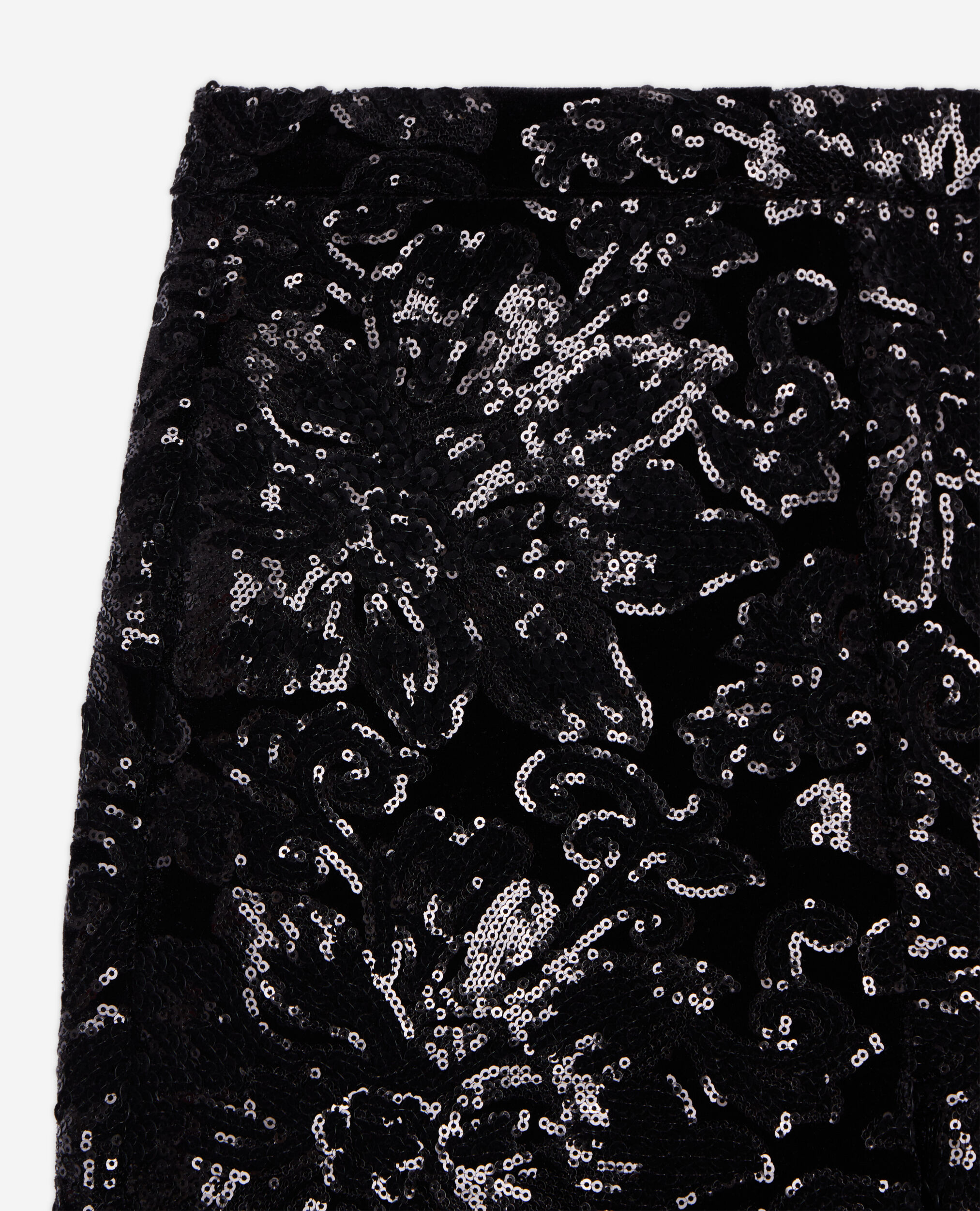 Schwarze Hose aus Samt mit Pailletten, BLACK, hi-res image number null