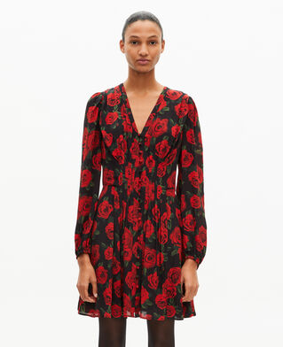 The Kooples F BLACK - RED red floral print short dress