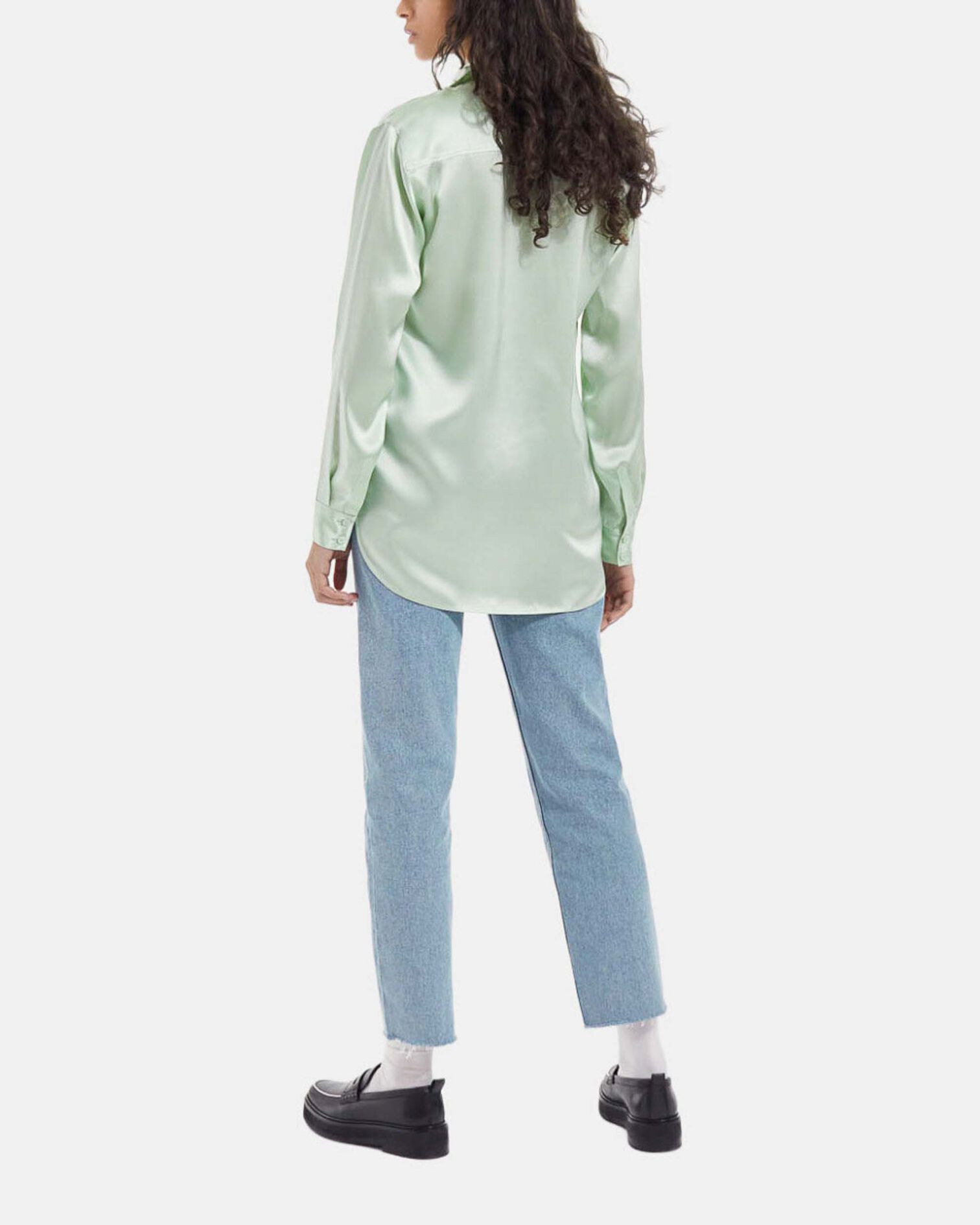 Mint green blouse with long cuffs, MINT, hi-res image number null