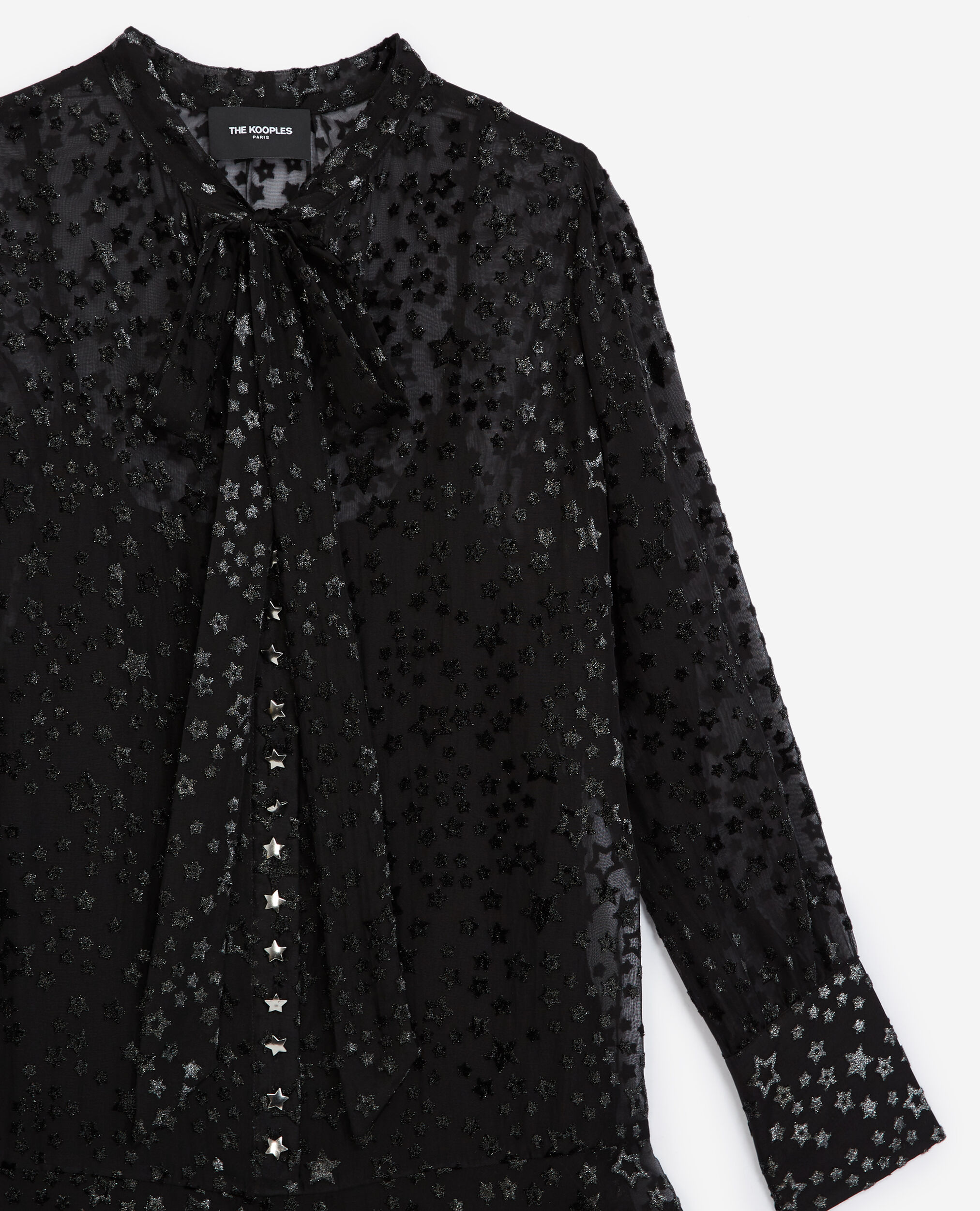 Kurzes Kleid schwarz Sternprint, BLACK, hi-res image number null