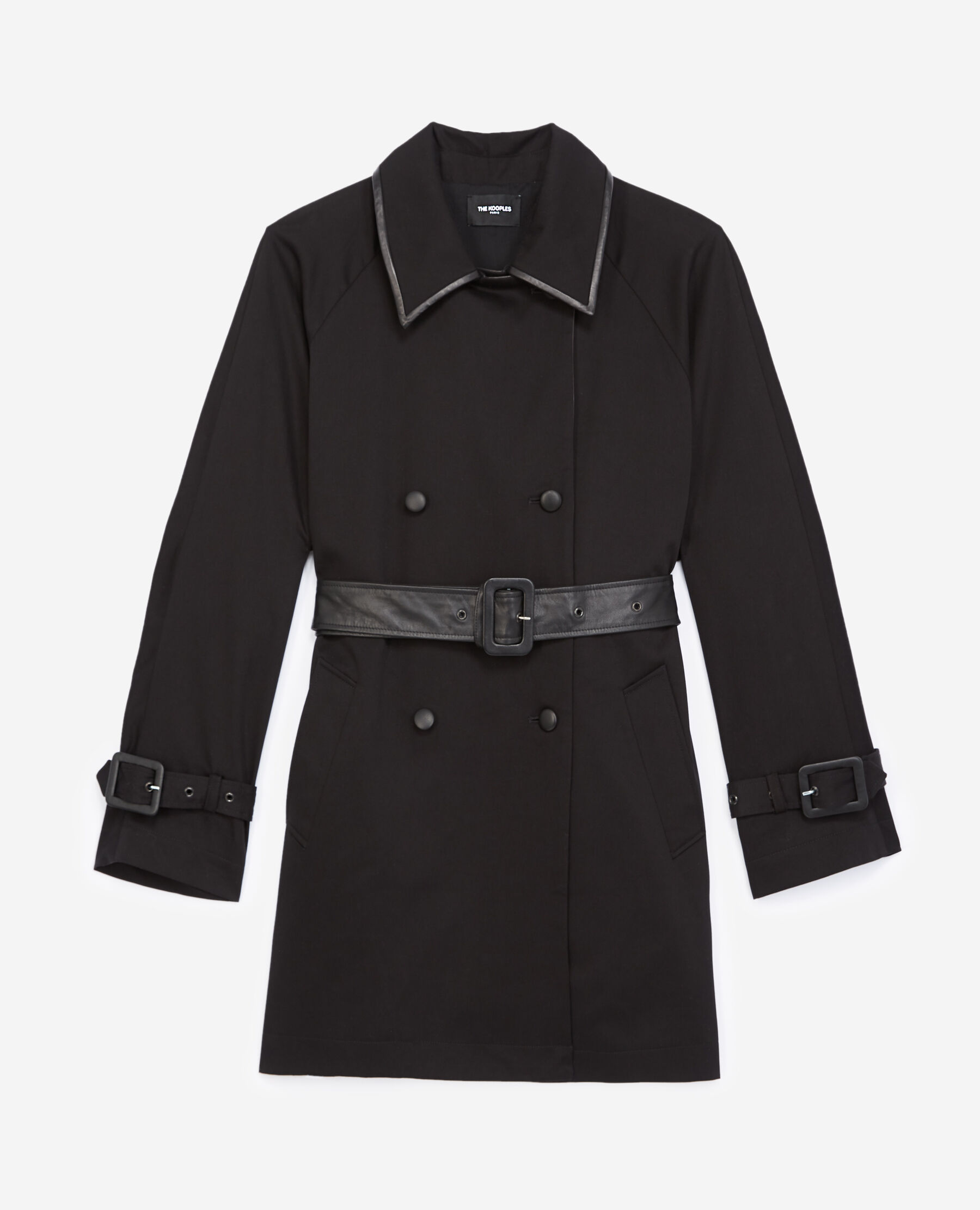Black cotton trench coat The Kooples US