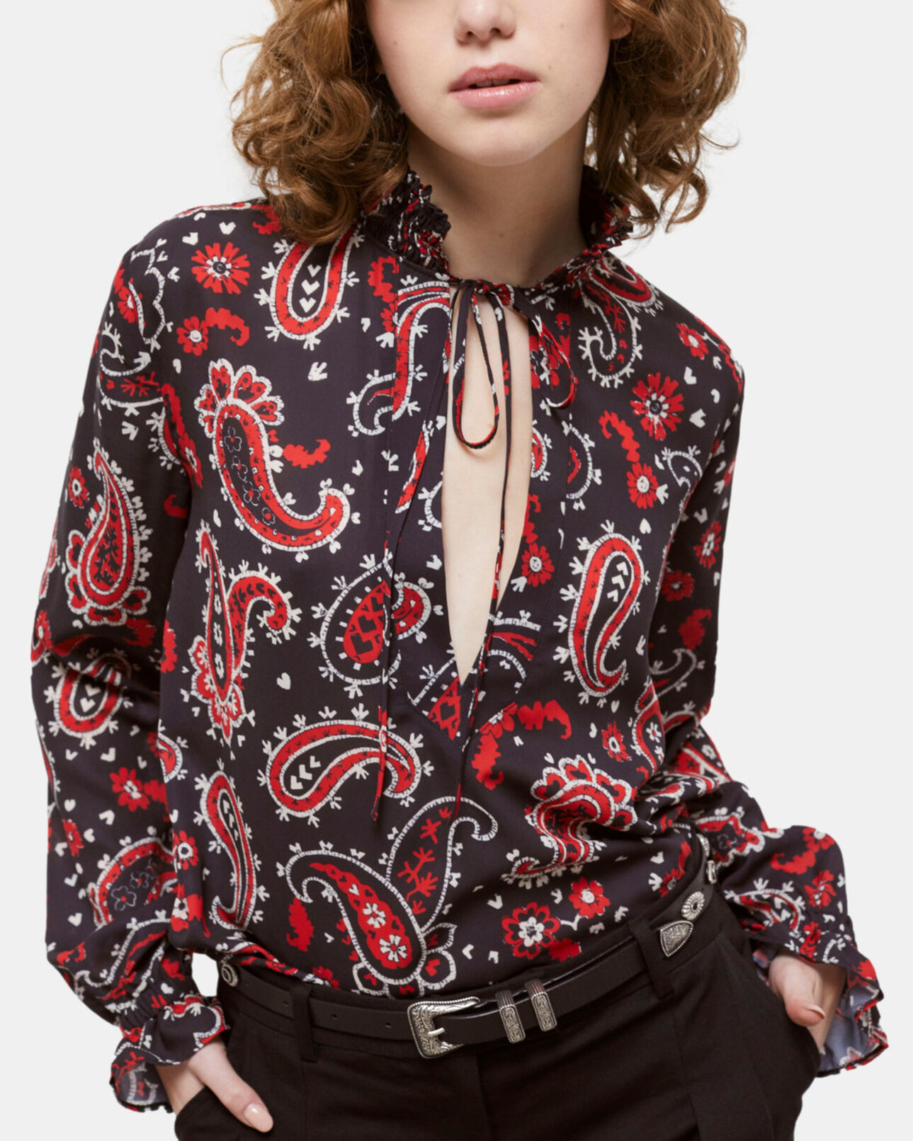 The Kooples WOMEN BLACK - RED printed blouse
