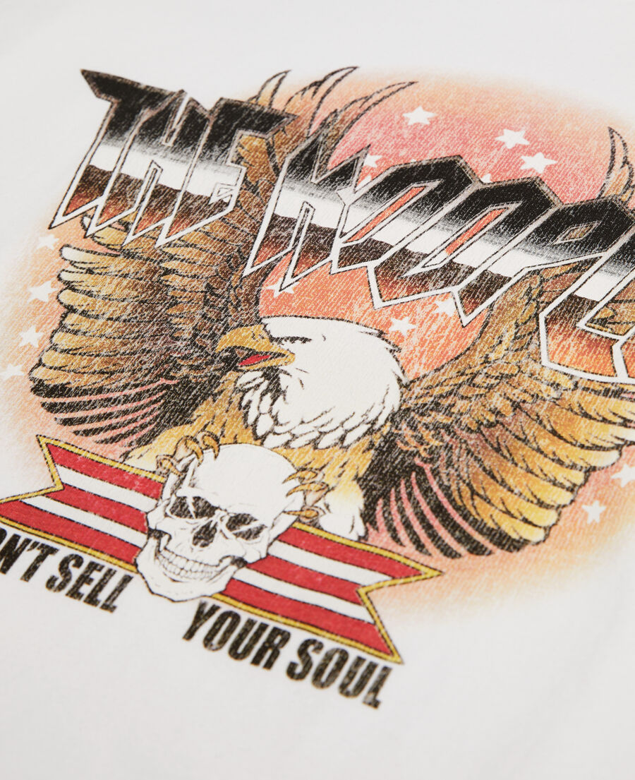 white t-shirt with rock eagle serigraphy