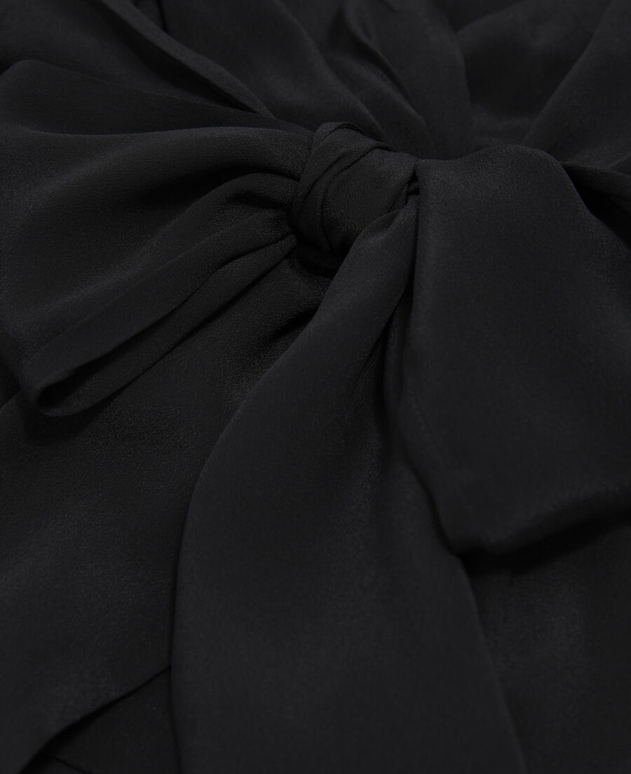 top kimono negro manga larga drapeado