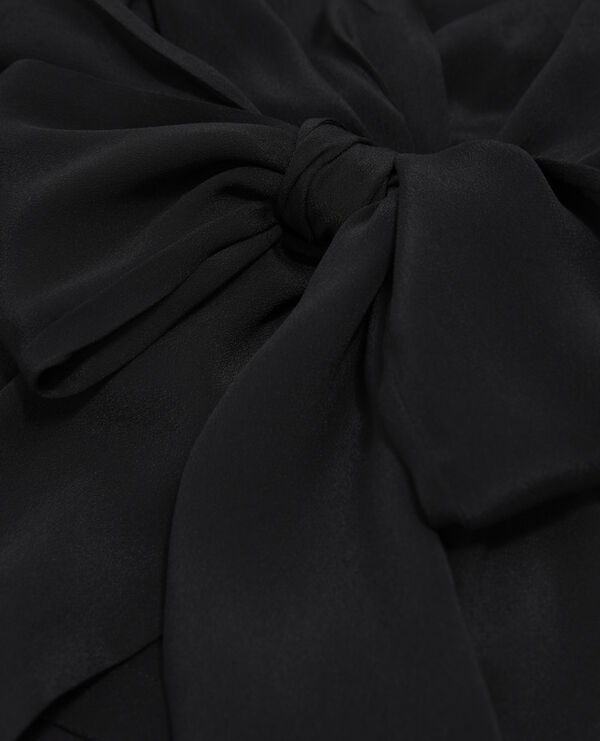 top kimono noir manches longues drapé
