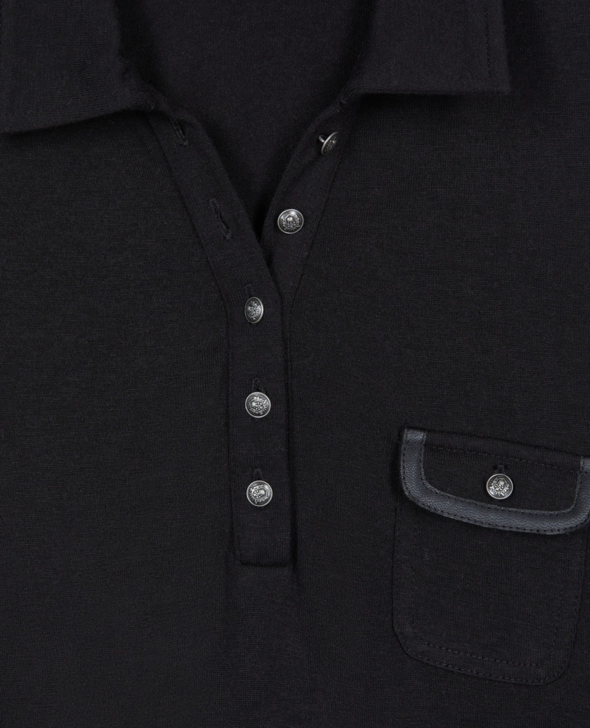Langärmeliges, schwarzes Poloshirt, BLACK, hi-res image number null
